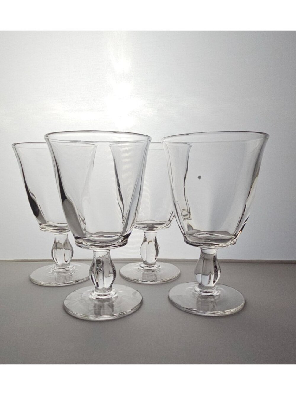 Tiffin Franciscan Canterbury Water Goblets Ice Tea Glasses 6" set/ 4 midcentury